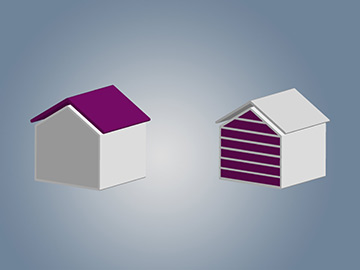 Grafik von Häusern mit hervorgehobenen Platten Wand oder Dach